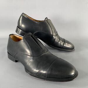 ALEXANDER MCQUEEN Size 9 Black Leather Toe Cap Loafers